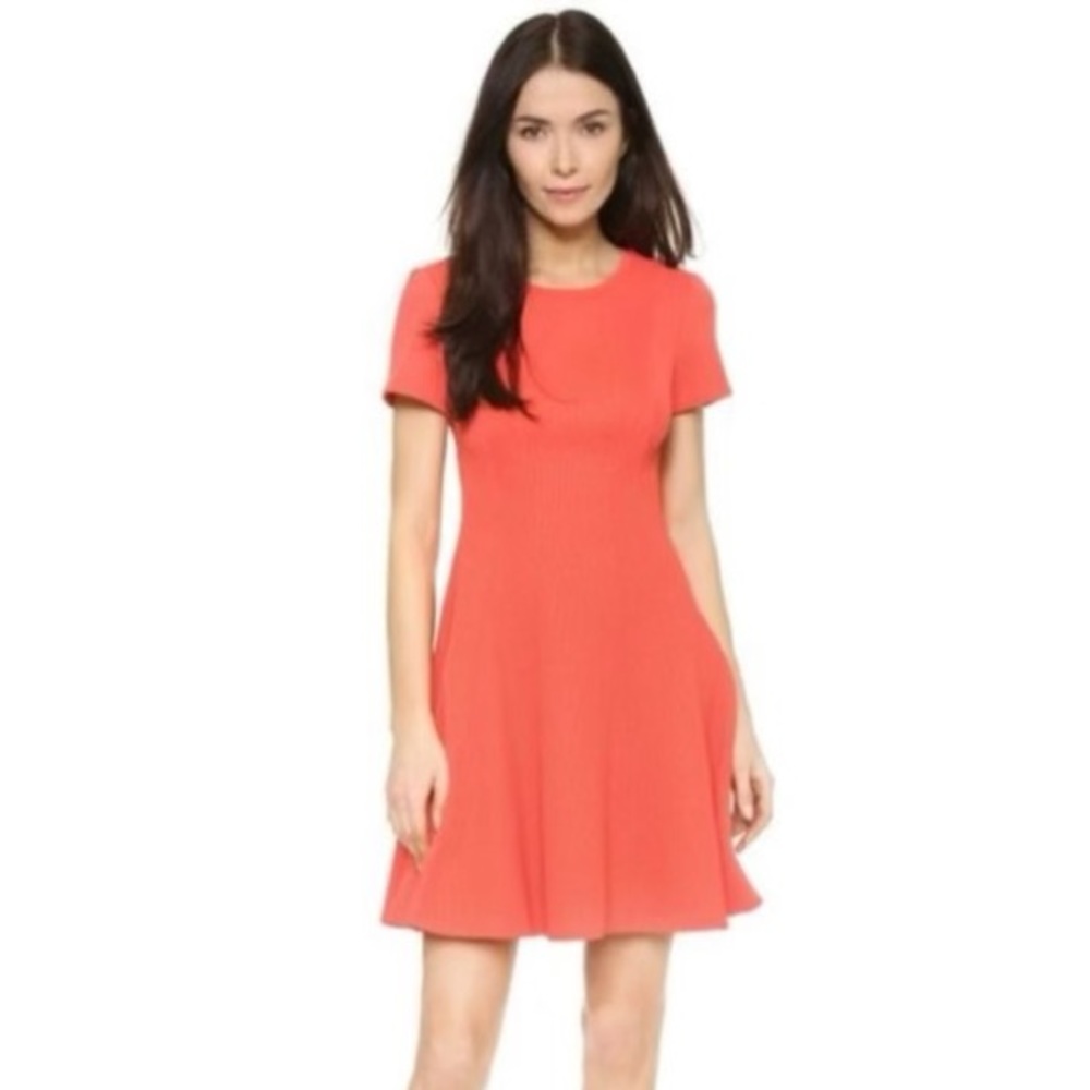 Rebecca Taylor Knit Pique Coral Fit and Flare Mini Dress